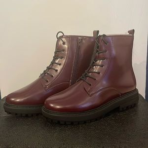 Never worn Just Fab Combat Boots, Maroon size 8.